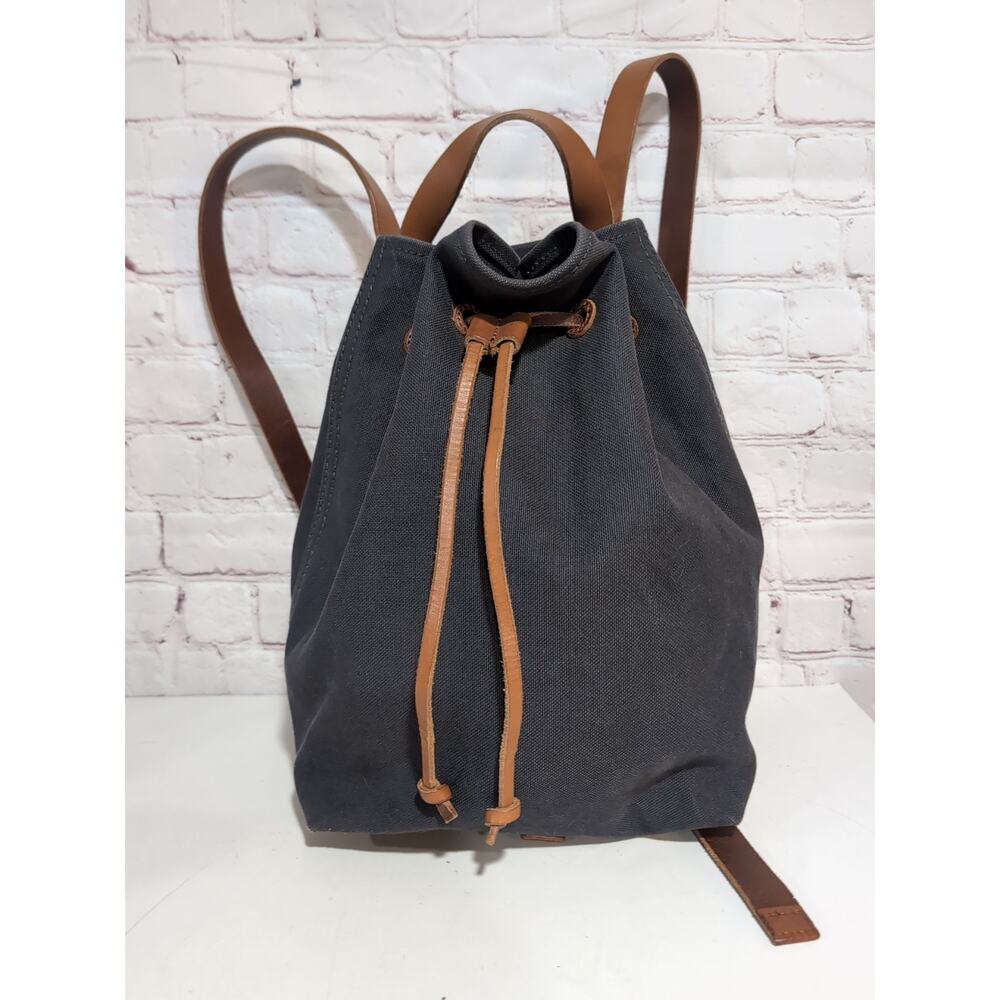 Madewell The Canvas Somerset Blue Canvas Unisex Travel Leather Trim Backpack